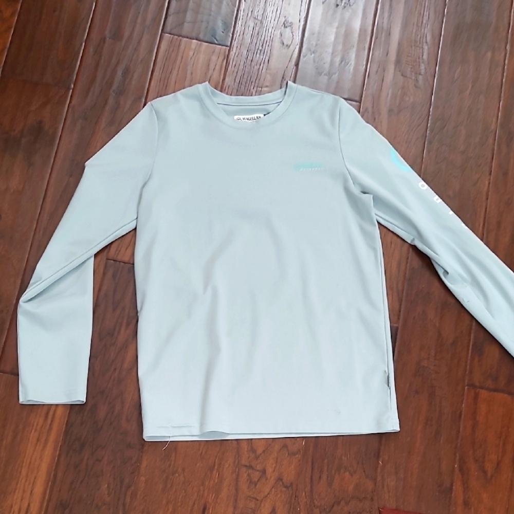 💥3/12 Magellan Outdoors Light Blueish Grey Long Sleeve Shirt size Large (14/16)
